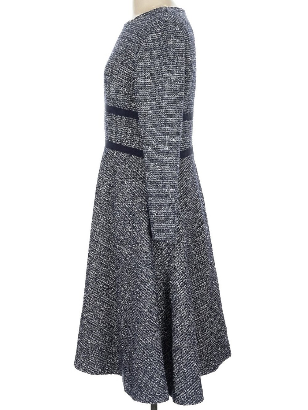 The Fold Of London Southerby Tweed A Line Dress, UK 12 (US 8), Navy Blue Multi - Picture 4 of 10